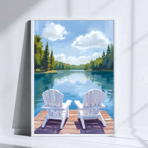 Sebago Lake Maine   Adirondack Stuhlmalerei Poster