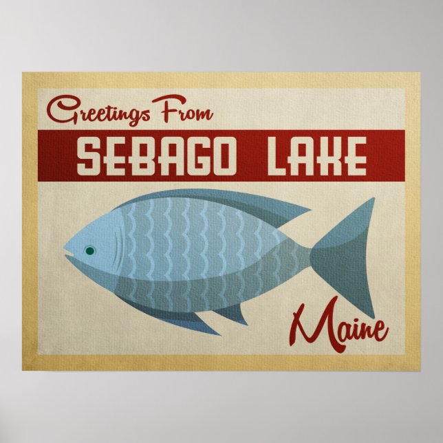 Sebago Lake Maine Fish Vintage Travel Poster (Vorne)