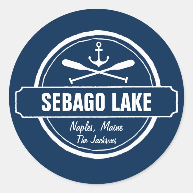 Sebago Lake Maine Personalisiert Town und Name Runder Aufkleber (Vorderseite)