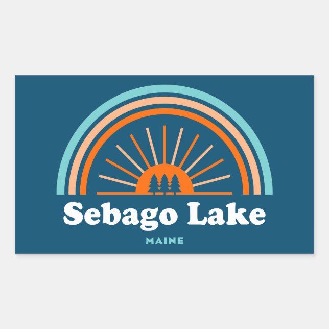 Sebago Lake Maine Rainbow Rechteckiger Aufkleber (Vorderseite)