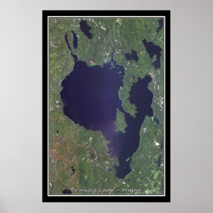 Sebago Lake Maine Satellitenplakat Karte Poster