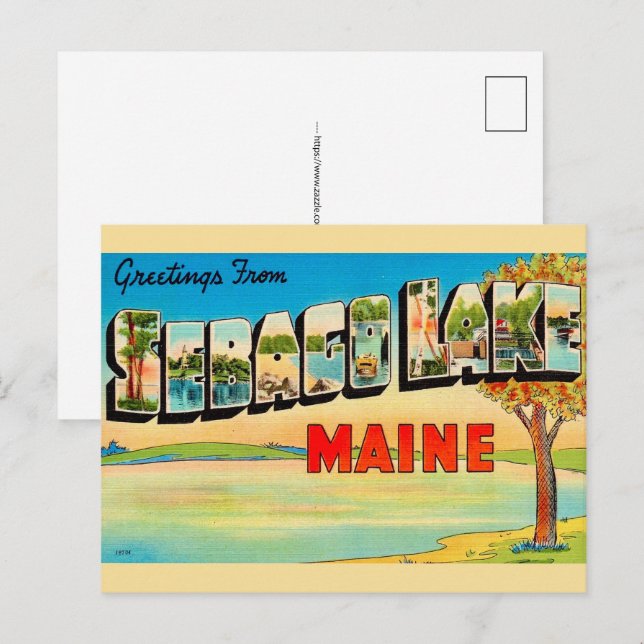 Sebago Lake Vintage Postkarte (Vorne/Hinten)