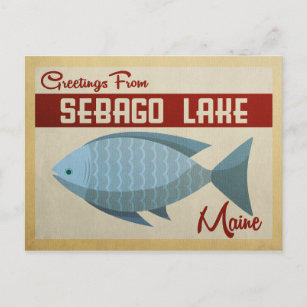 Sebago Seen Maine Fisch Vintage Reise Postkarte
