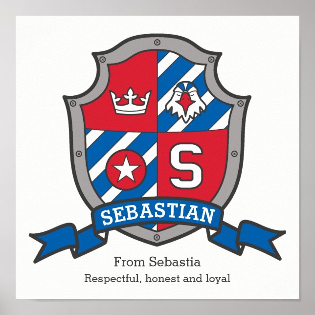 Sebastian Buben Name bedeutet heraldry Schild Post (Vorne)