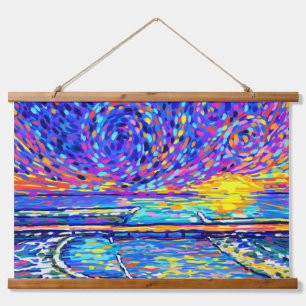 Sebastian Inlet Cotton Candy Sky Wandteppich Mit Holzrahmen