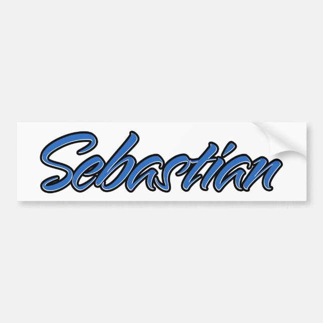 Sebastian Name blue Sticker Autoaufkleber (Vorne)