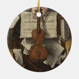Sebastiano Lazzari Trompe - Violine und Noten Keramik Ornament