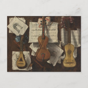 Sebastiano Lazzari Trompe - Violine und Noten Postkarte