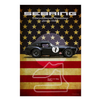 Sebring Black Cobra Vintage Poster