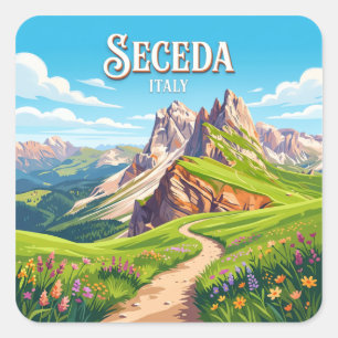 Seceda Ortisei Italien Quadratischer Aufkleber
