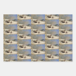 Sechs Amerikanische Ureinwohner auf Snowschuhen La Geschenkpapier Set