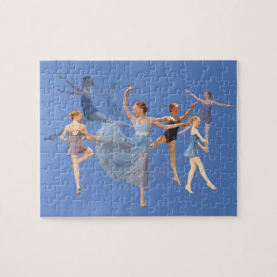 Sechs Ballerinen auf Blau Puzzle