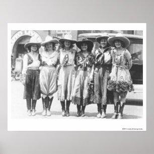 Sechs Cowgirls an den Cheyenne-Grenztagen Poster