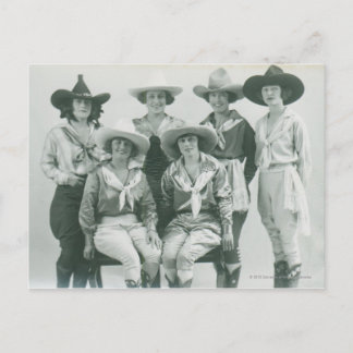 Sechs Cowgirls in Hüten und Wimpern. Postkarte