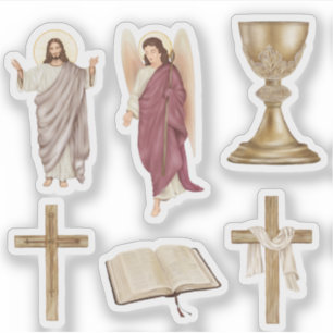 SECHS CRISTIAN THEMED AUFKLEBER