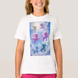 Sechs Einhorn fliegen am Himmel T-Shirt