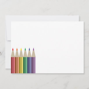 Sechs farbige Bleistifte in Regenbogenanordnung Mitteilungskarte