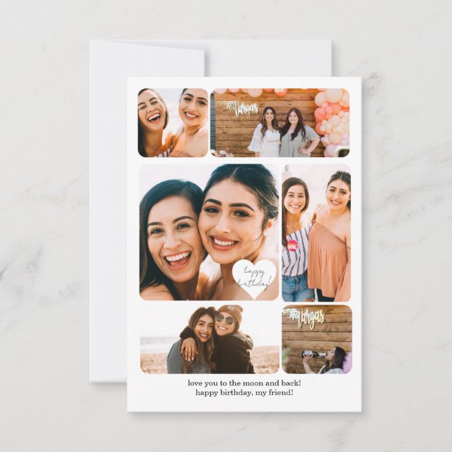 Sechs Foto Collage Bester Freund Happy Geburtstags Karte (Vorderseite)