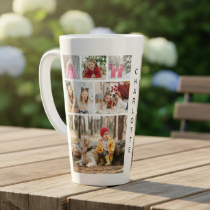 Sechs Foto-Collage Personalisierter Name Milchtasse