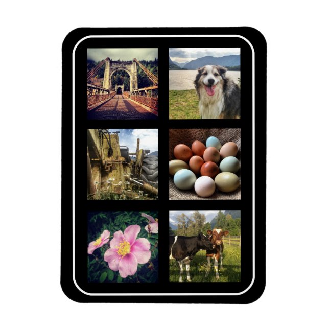 Sechs Fotos Instagram Collage Magnet (Vertikal)