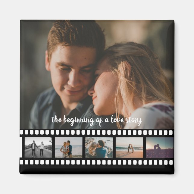 Sechs Fotos sammeln sich wie in den Filmen Button Magnet (Vorne)