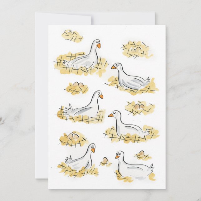 Sechs Gänse ein Lay Einladung (Vorderseite)