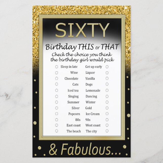 Sechs Geburtstag Dieses oder jenes Spiel (Vorderseite)