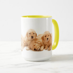 Sechs Golden Retriever Welpen Tasse