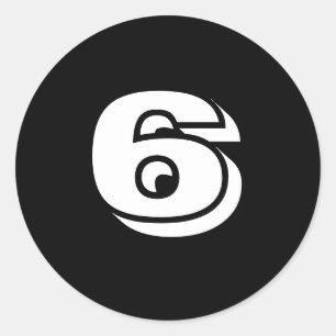 Sechs große runde schwarze Zahlenklammern von Jan Runder Aufkleber