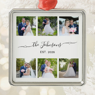 Sechs Hochzeitsfotos Herz Swash Unterschrift Ornament Aus Metall