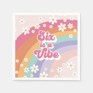 Sechs ist eine Stimmung Retro-Regenbogen 6. Geburt Serviette