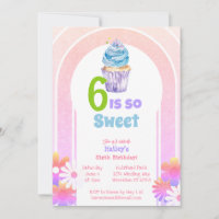 Sechs ist Sweet Rainbow Cupcake Sechster Geburtsta