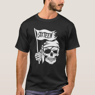 Sechs Jahre alter Piratenkapitän Flag 16. Geburtst T-Shirt