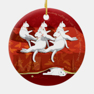 Sechs Katzen a-Lay ... zweiseitig Keramik Ornament