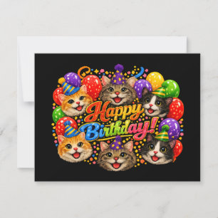 Sechs Katzen wünschen dir mit Freude alles Gute zu Feiertagskarte