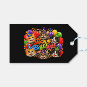 Sechs Katzen wünschen Ihnen mit Freude alles Gute Geschenkanhänger