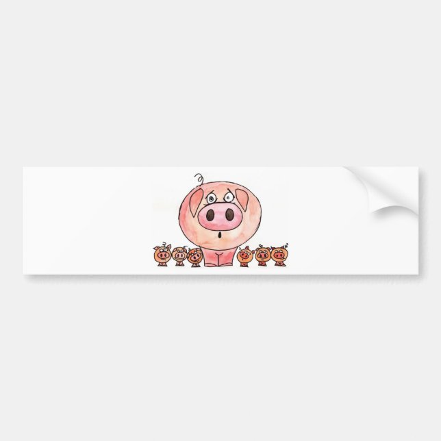 Sechs kleine Schweine Autoaufkleber (Vorne)