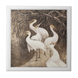 Sechs Krane am Wasserrand, Viktorianische Kunst de Fliese