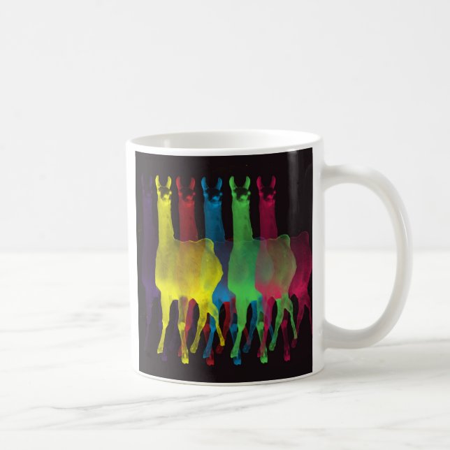 sechs Lamas in sechs Farben Tasse (Rechts)