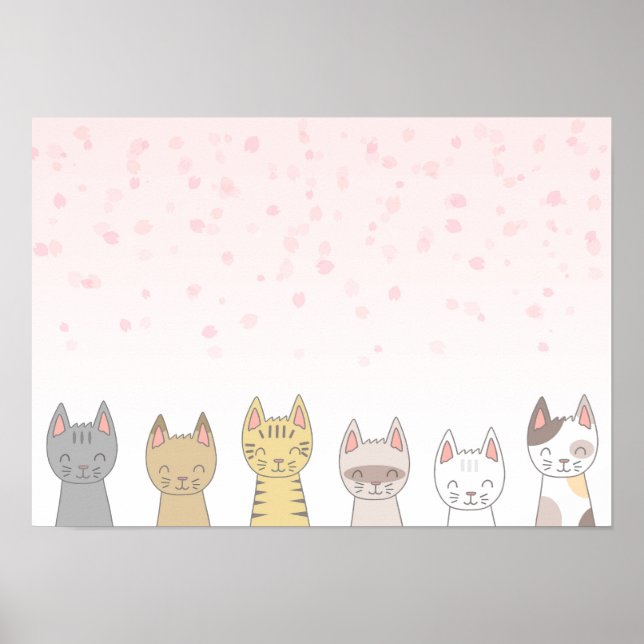 Sechs liebenswerte Katzen. Poster (Vorne)