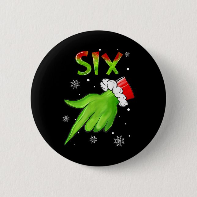 Sechs lustige sechs sieben 6 7 Meme Santa Weihnach Button (Vorderseite)