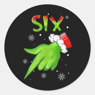 Sechs Lustige Sechs Sieben 6 7 Meme Santa Weihnach Runder Aufkleber