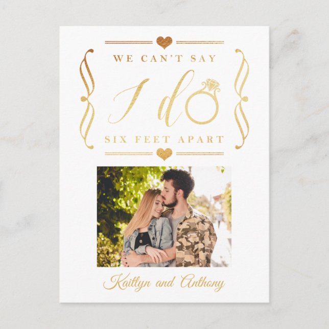 Sechs Meter später Hochzeitstag Ankündigungspostkarte (Vorderseite)