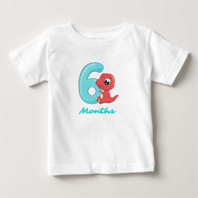 Sechs Monate niedlicher Dinosaurier Baby T - Shirt (Vorderseite)