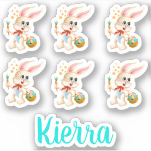 Sechs Monogramme für Niedliche Ostersonnenkaninche Aufkleber