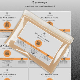 Sechs Orange Dot QR Code Grau großes Produktetiket Aufkleber
