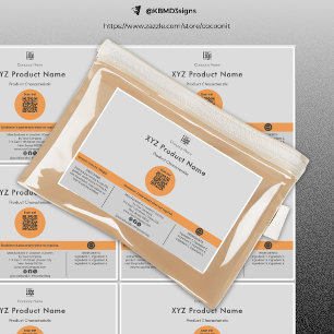 Sechs Orange Dot QR Code Grau großes Produktetiket Aufkleber