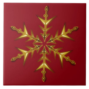 Sechs Punkte Goldener Weihnachtsstern über rotem H Fliese