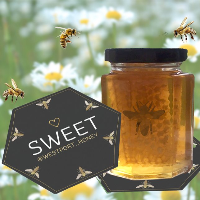 Sechs Queen Bee HEXAGON Honey mit Herzwerbung Untersetzer (Von Creator hochgeladen)