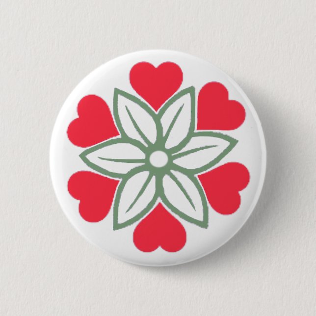 Sechs rotes Herz-Blumen-Knopf-Button-Abzeichen Button (Vorderseite)